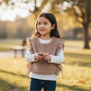 MY MIO Ruffle Trim Sherpa Vest 6/7Y